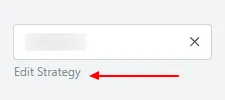 Arrow pointing to the Edit Strategy link below the strategy dropdown